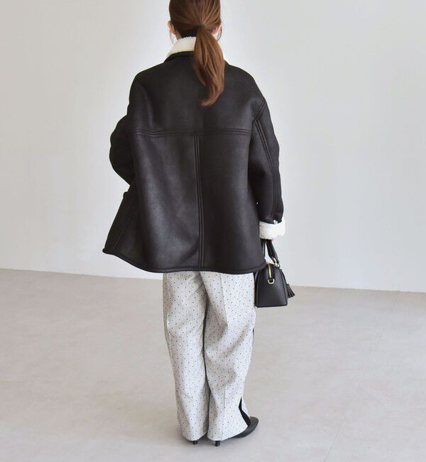 quaranciel「quaranciel: ムートンライク ボア ボンディング ジャケット コート」|その他|