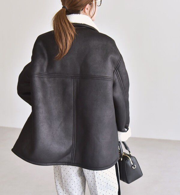 quaranciel「quaranciel: ムートンライク ボア ボンディング ジャケット コート」|その他|