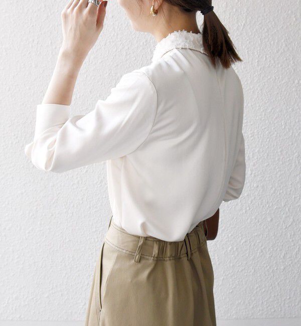 SHIPS any「《一部追加予約》SHIPS any:〈洗濯機可能〉サテン レースカラー ブラウス」|シャツ・ブラウス|