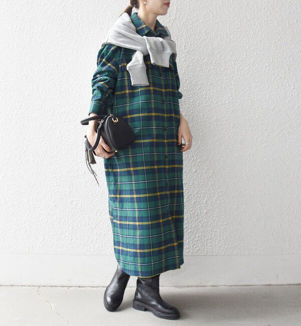 SHIPS any「SHIPS any:〈洗濯機可能〉タータン チェック ロング シャツ ワンピース」|ワンピース|