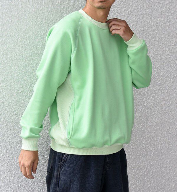 SHIPS any「【SHIPS any別注】HINSON: 裏起毛 フリース ワンポイント ラグラン スウェット◇」|スウェット・ジャージ|ライトグリーン