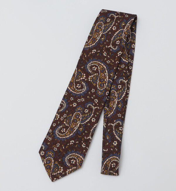 SHIPS「【SHIPS別注】Stefano Cau: ウール プリント フラワー ペイズリー ネクタイ」|ネクタイ・蝶ネクタイ|ブラウン