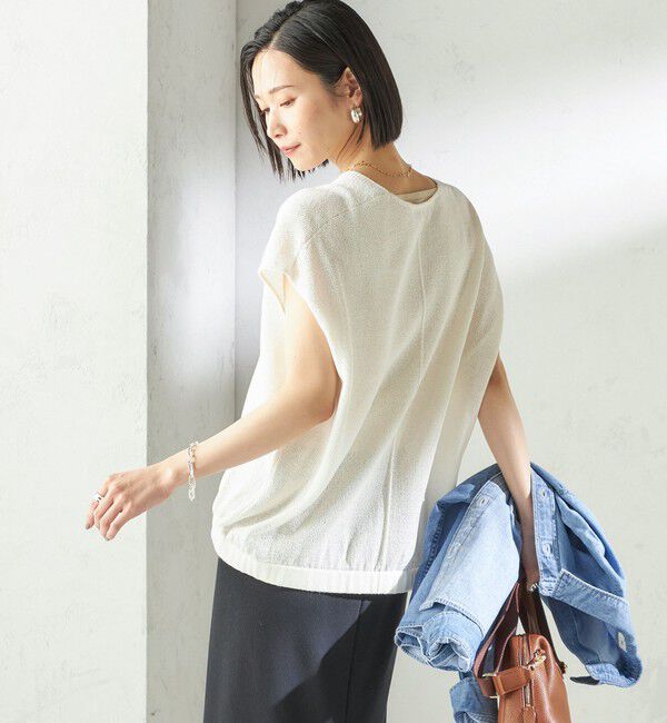 SHIPS for women「〈手洗い可能〉ブライト ペーパー 裾 ドロスト ニット プルオーバー」|ベスト・ジレ|