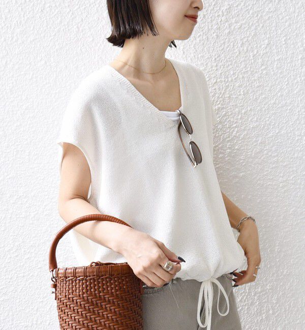 SHIPS for women「〈手洗い可能〉ブライト ペーパー 裾 ドロスト ニット プルオーバー」|ベスト・ジレ|