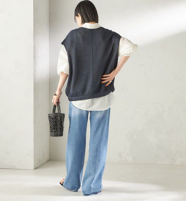 SHIPS for women「〈手洗い可能〉ブライト ペーパー 裾 ドロスト ニット プルオーバー」|ベスト・ジレ|