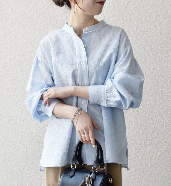 SHIPS any「SHIPS any:〈洗濯機可能〉サッカー バック リボン 配色 シャツ ブラウス」|シャツ・ブラウス|