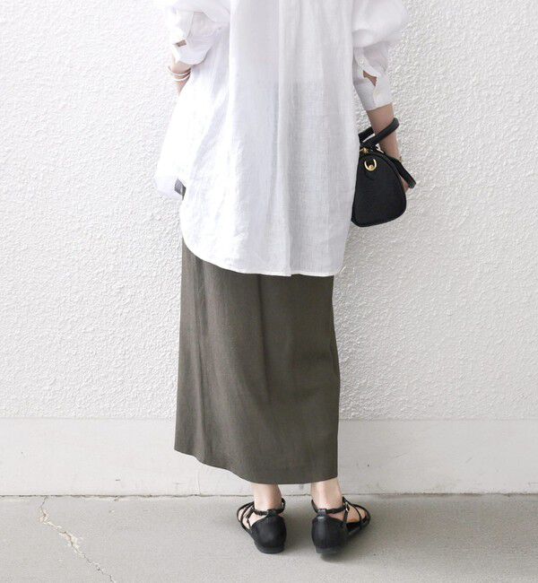 SHIPS any「《予約》SHIPS any:〈洗濯機可能〉リネンミックス ボタン デザイン タイト スカート」|タイト|