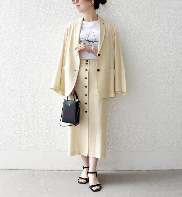 SHIPS any「《予約》SHIPS any:〈洗濯機可能〉リネンミックス ボタン デザイン タイト スカート」|タイト|