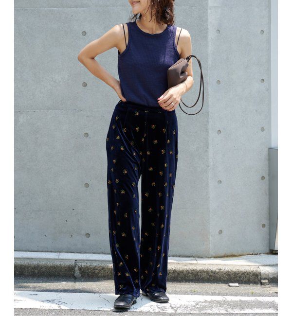 OUTDOOR PRODUCTS Usual Things「刺繍ベロアフレアパンツ」|スラックス|
