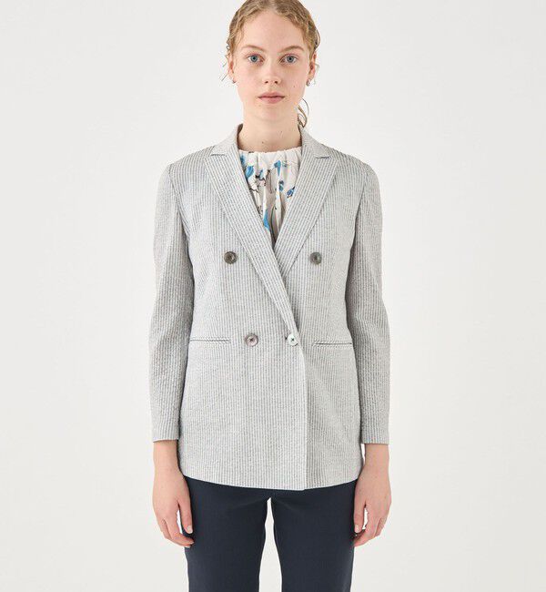 TOMORROWLAND collection「シルキーサッカー ダブルブレストライトジャケット」|テーラードジャケット|