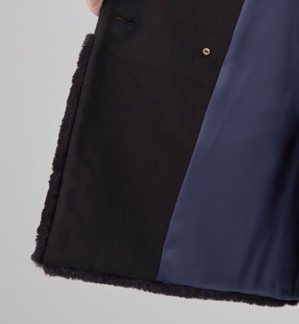 TOMORROWLAND collection「ケーブルクロス ファーペプラムコート」|ノーカラーコート|