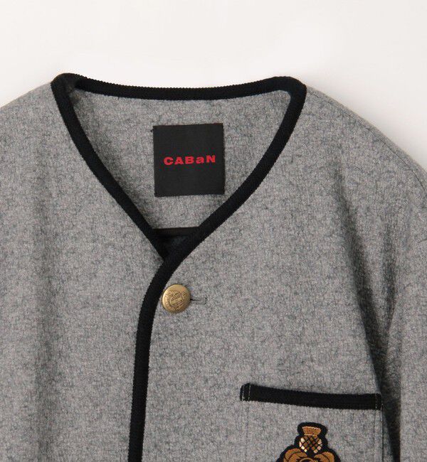 CABaN「CABaN ウールコットンダブルフェイス カラーレスジャケット」|ノーカラーコート|