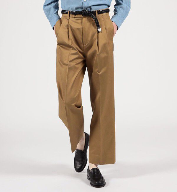 TOMORROWLAND MENS「コットンキュプラ ツイル 2タックワイドストレートパンツ」|スラックス|