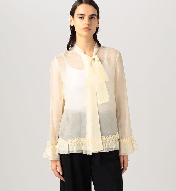 DES PRES「ムービングシャドウ ジャガード ボウタイフリルシャツ」|シャツ・ブラウス|