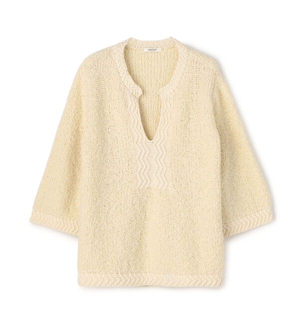 MACPHEE「プレーンスラブ キーネックプルオーバー」|ニット・セーター|11 ホワイト