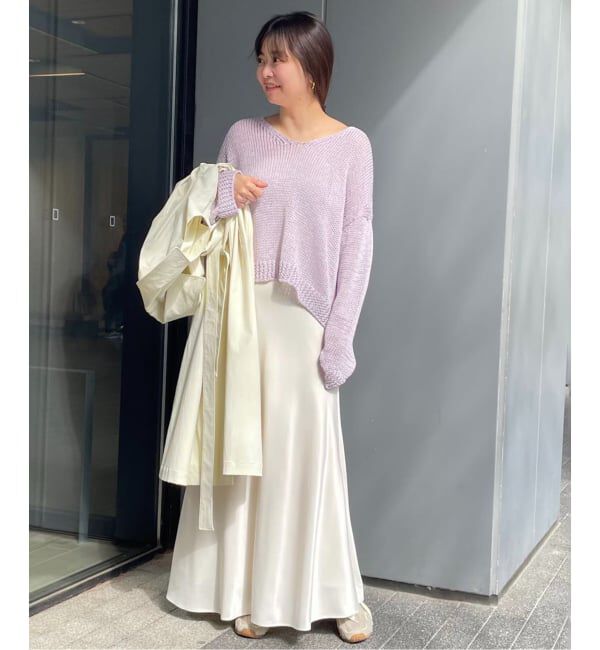 SLOBE IENA「《ブラックのみWEB限定/追加2》グロッシーサテンフレアスカート」|スカート|