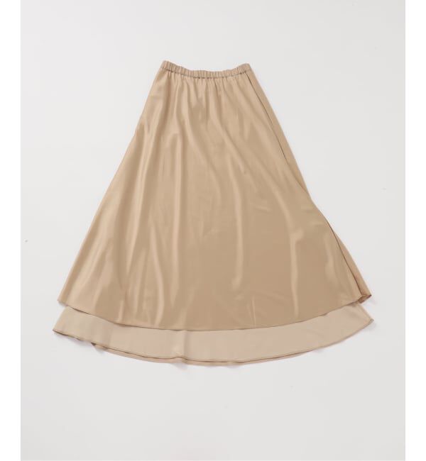 SLOBE IENA「《ブラックのみWEB限定/追加2》グロッシーサテンフレアスカート」|スカート|