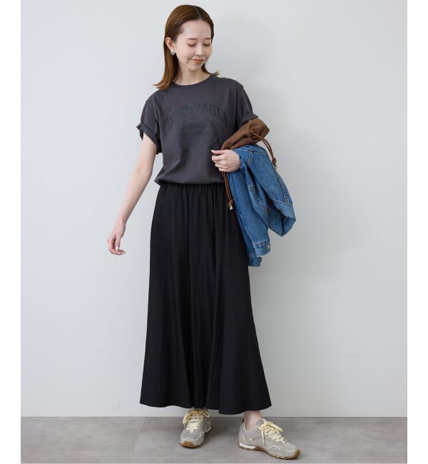 SLOBE IENA「ナイロンワッシャー切り替えギャザースカート」|スカート|