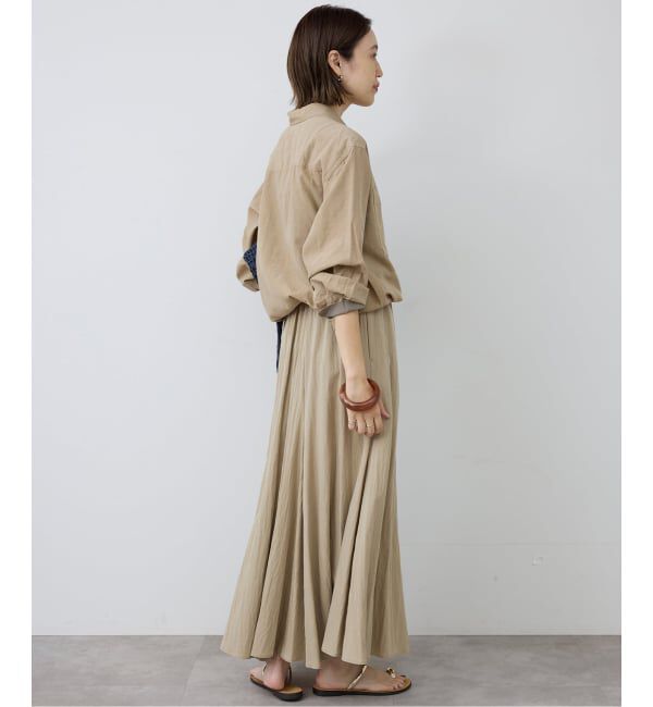 SLOBE IENA「ナイロンワッシャー切り替えギャザースカート」|スカート|