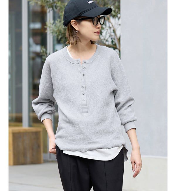 SLOBE IENA「《WEB限定カラー有り/追加》Wフェイスジャージヘンリープルオーバー」|Tシャツ・カットソー|グレーB