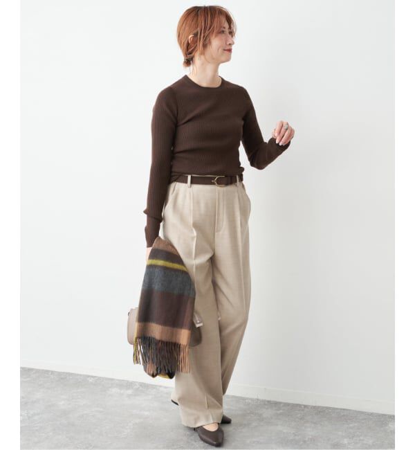 Spick and Span「《WEB限定 / 追加》ウォッシャブル クルーネックリブニット」|ニット・セーター|