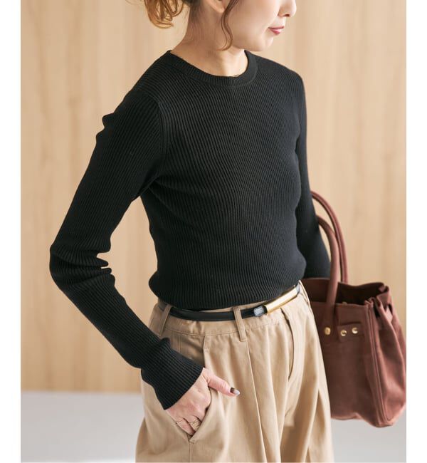Spick and Span「《WEB限定 / 追加》ウォッシャブル クルーネックリブニット」|ニット・セーター|