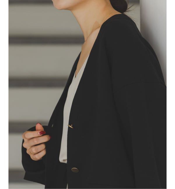 NOBLE「《WEB限定追加》接結ジャケットライクカーディガン」|カーディガン|