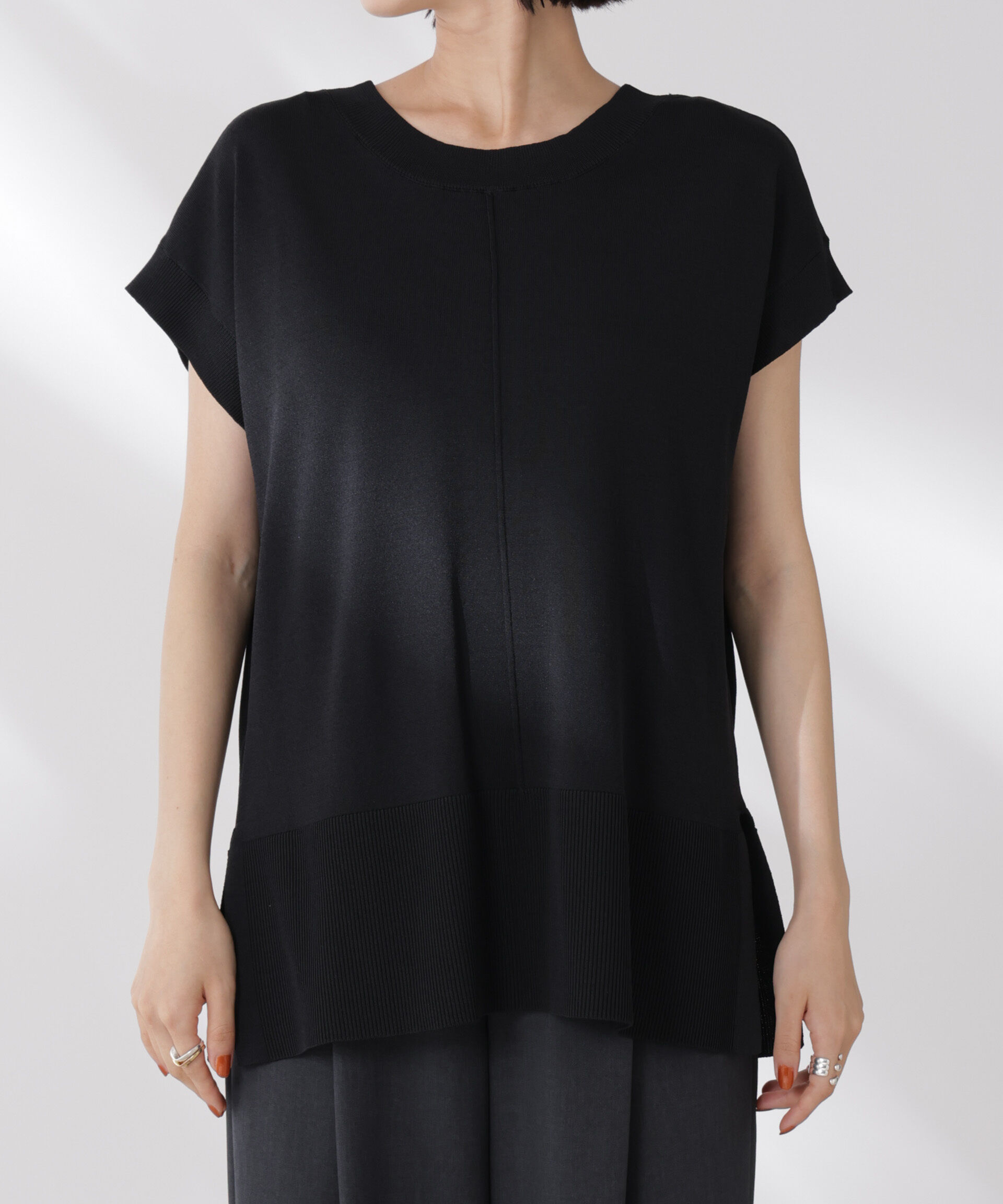 nano･universe「多機能強撚前後2wayフレンチスリーブニット」|ニット・セーター|