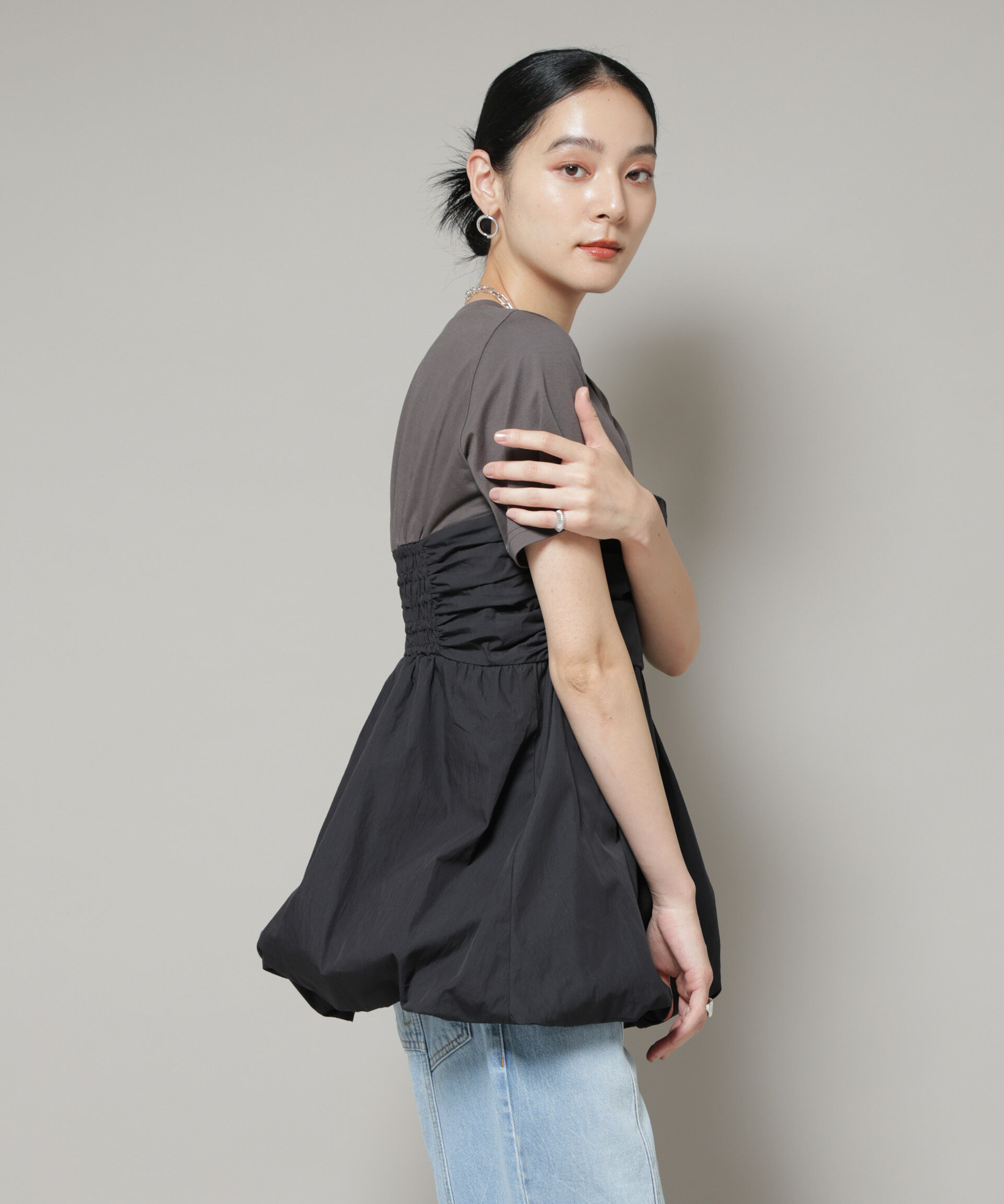 nano･universe「バルーンビスチェドッキングトップス」|Tシャツ・カットソー|