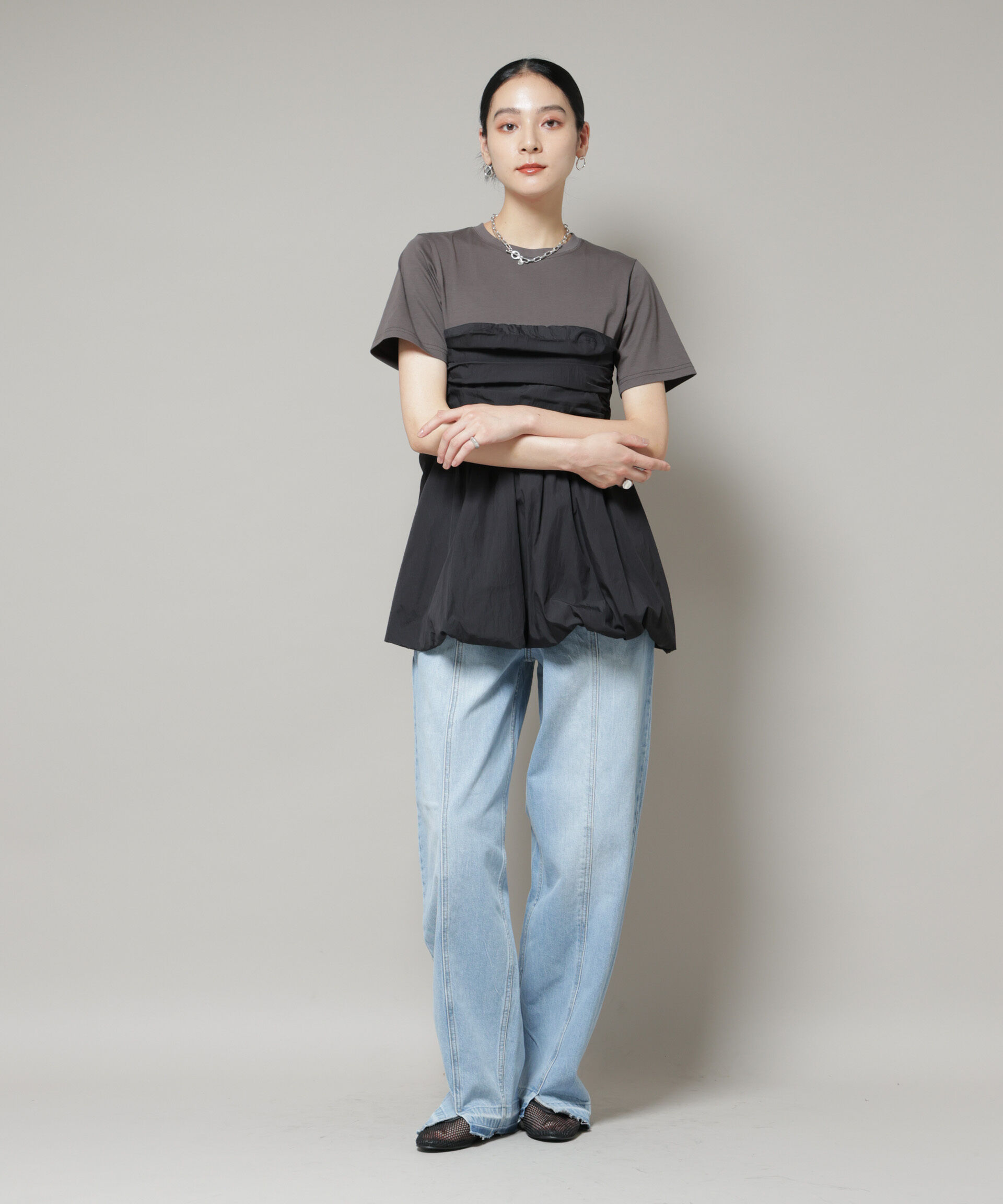 nano･universe「バルーンビスチェドッキングトップス」|Tシャツ・カットソー|