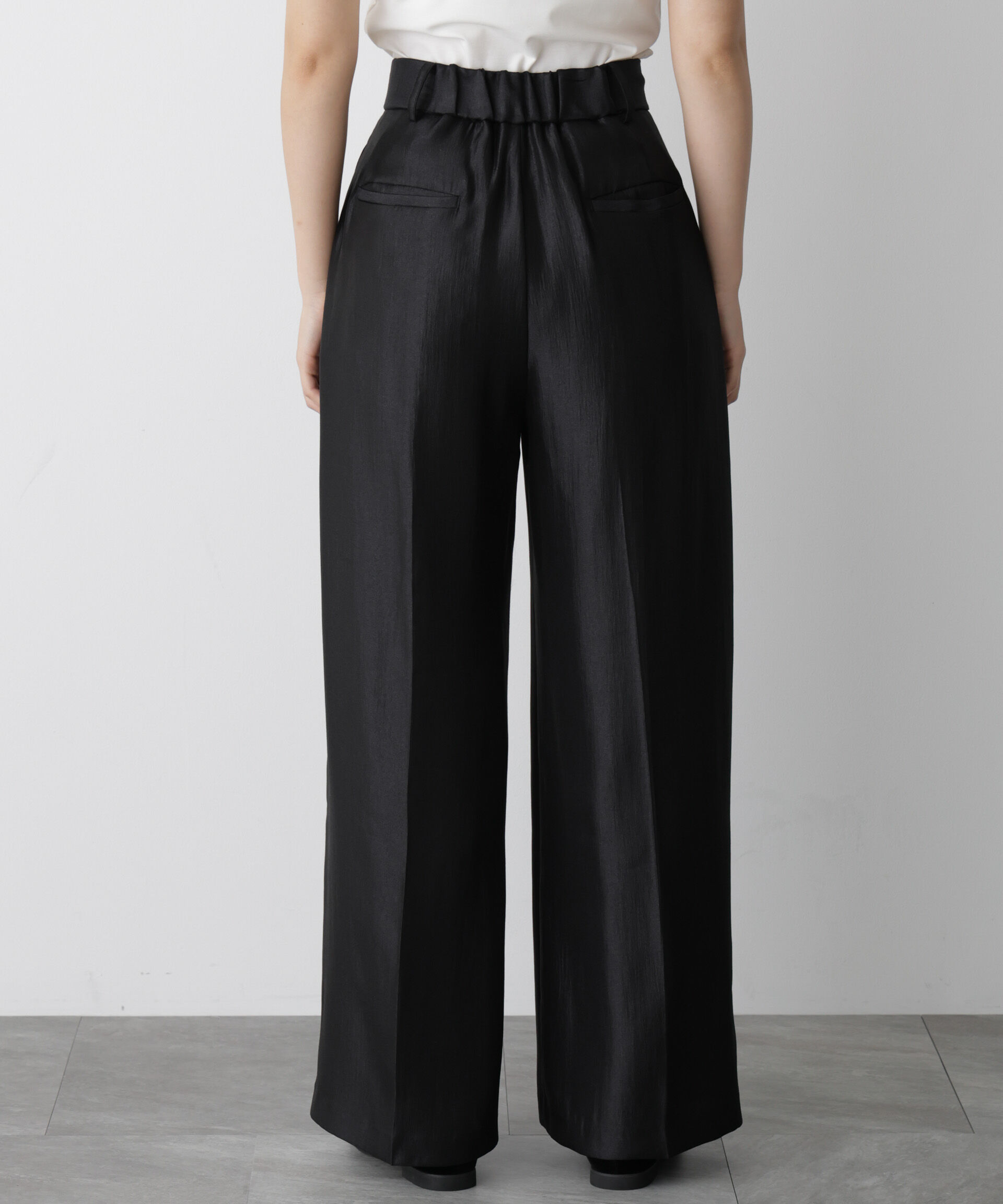 nano･universe「「STEVELOUR」サテンタックワイドパンツ(セットアップ可)」|チノ|