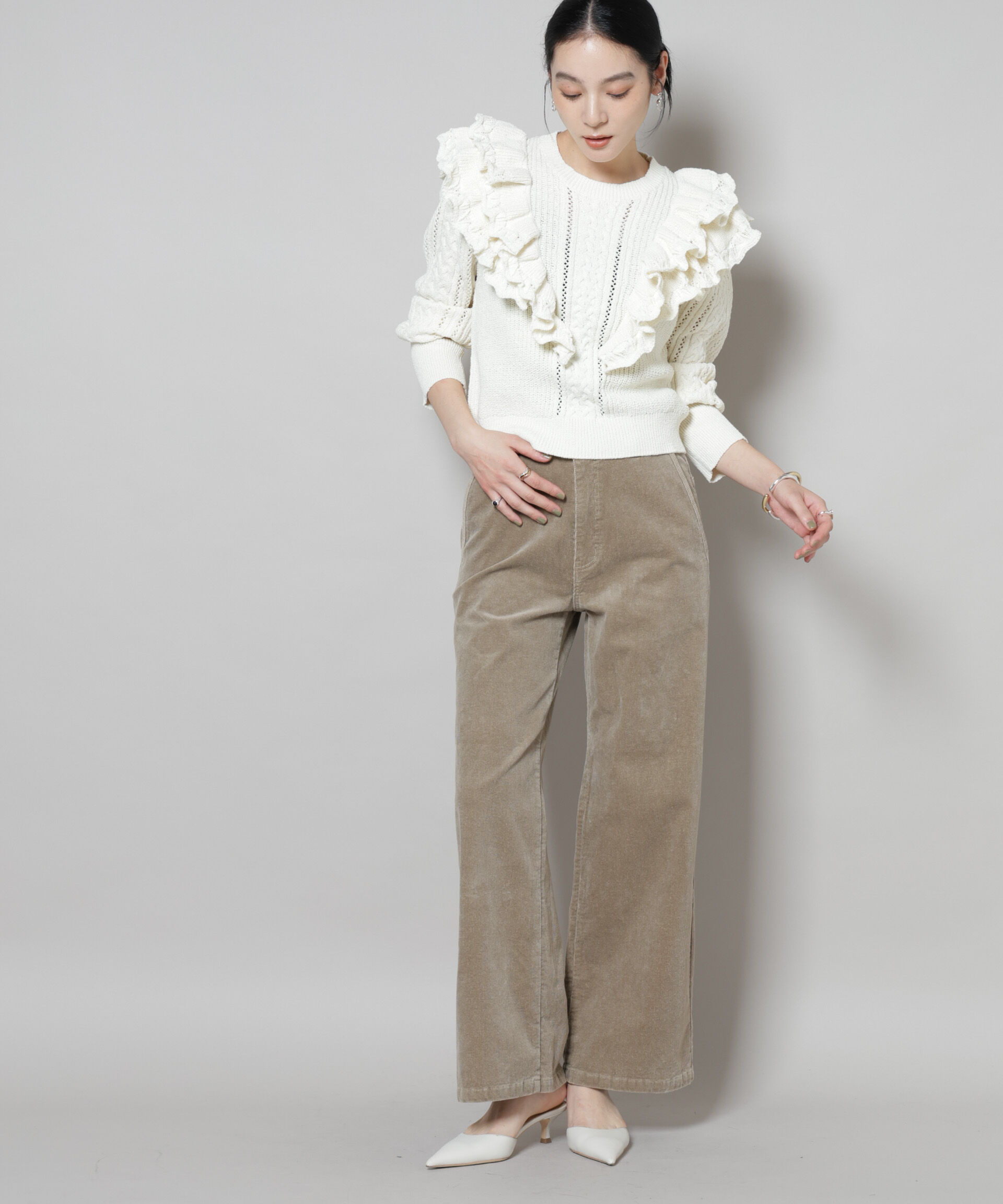 nano･universe「コーデュロイワイドパンツ」|チノ|