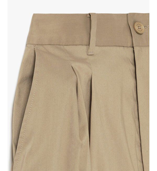 LACOSTE「ウエストギャザーストレッチ ダブルタックワイドパンツ」|チノ|