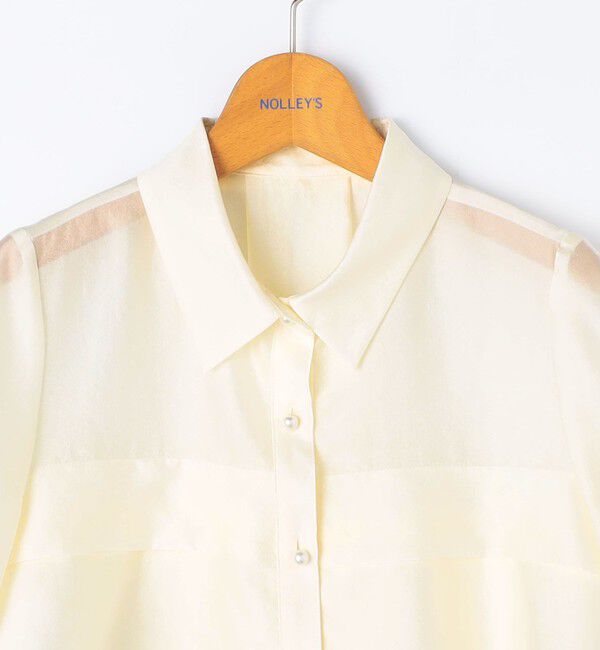 NOLLEY'S「シアーシルキーパール釦フリルブラウス」|シャツ・ブラウス|