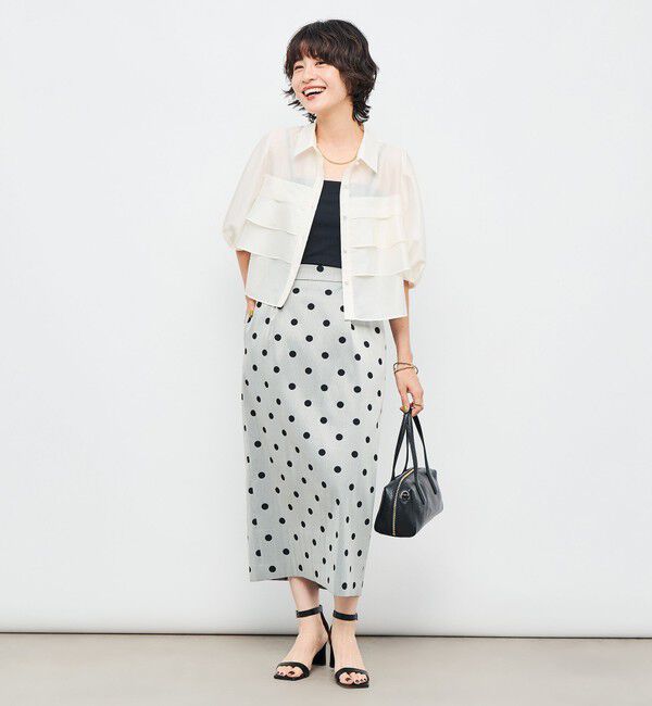 NOLLEY'S「シアーシルキーパール釦フリルブラウス」|シャツ・ブラウス|