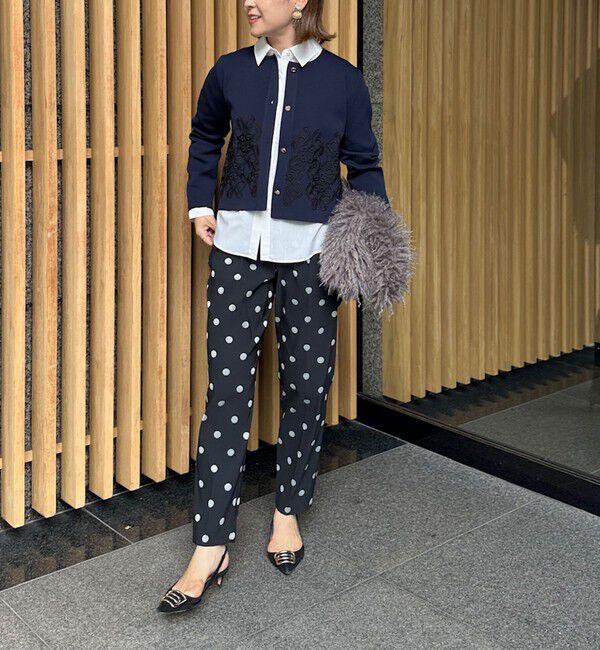 NOLLEY'S「レース付きクルーネックカーディガン」|カーディガン|