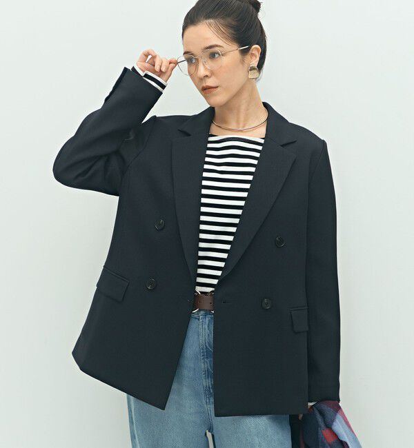 NOLLEY'S「《セットアップ対応》ウォッシャブルウール調ストレッチダブルジャケット」|テーラードジャケット|