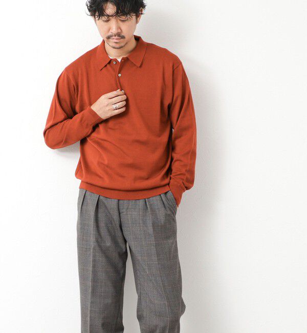 NOLLEY'S goodman「14G成型 ウォッシャブル NSN長袖ポロニット 25AW」|ニット・セーター|