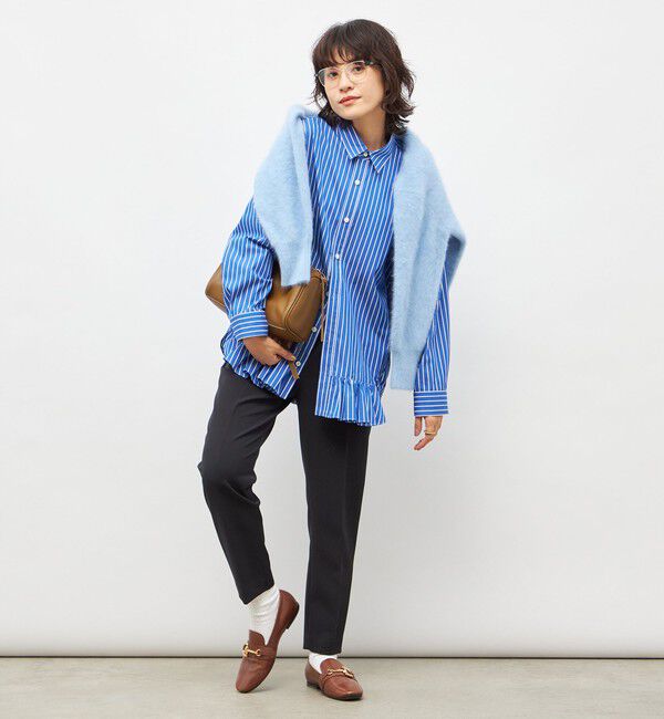 Rie Miller「ウォッシャブル裾フリルレギュラーカラーシャツ」|シャツ・ブラウス|