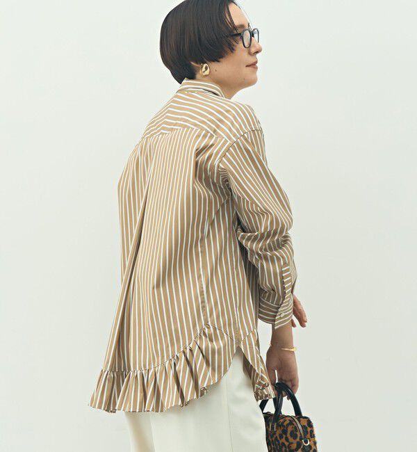 Rie Miller「ウォッシャブル裾フリルレギュラーカラーシャツ」|シャツ・ブラウス|