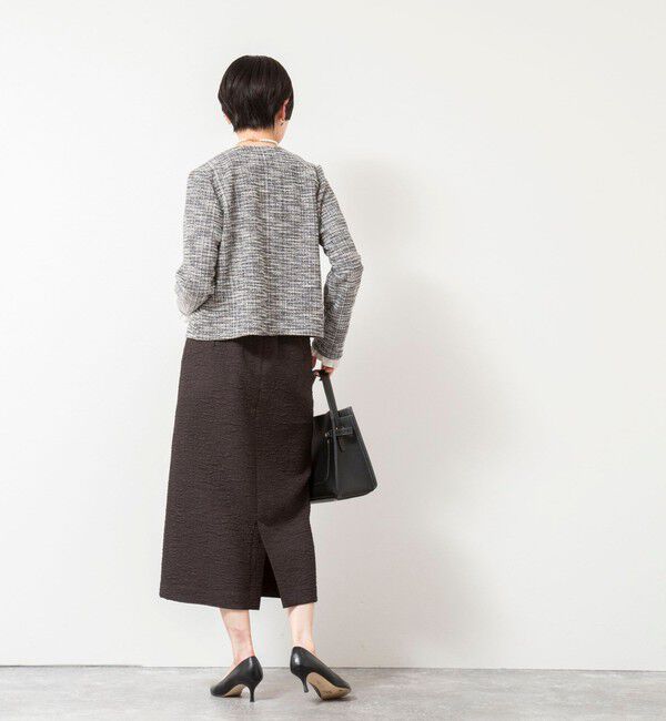 NOLLEY'S「ウォッシャブルツィーディージャージジャケット」|ノーカラージャケット|