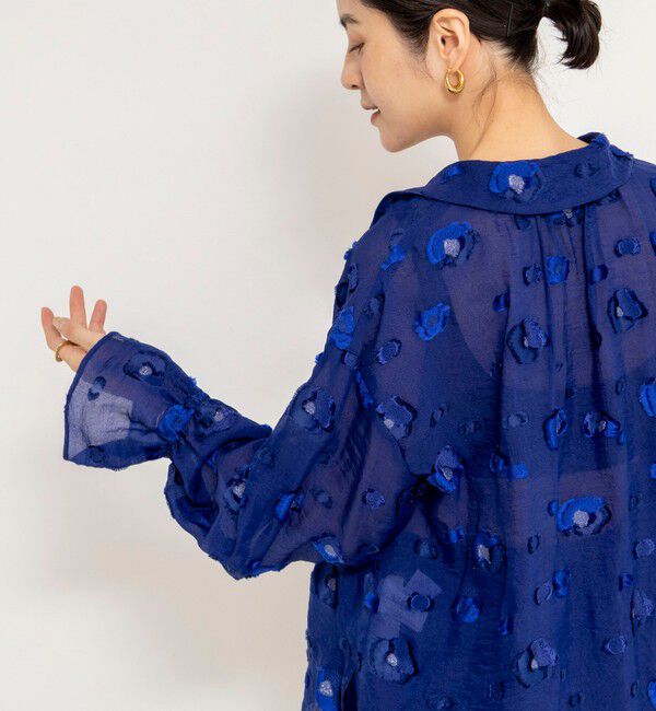 NOLLEY'S「《セットアップ対応》【KIRYU】MIXウォッシャブルフラワー柄ジャガードブラウス」|シャツ・ブラウス|