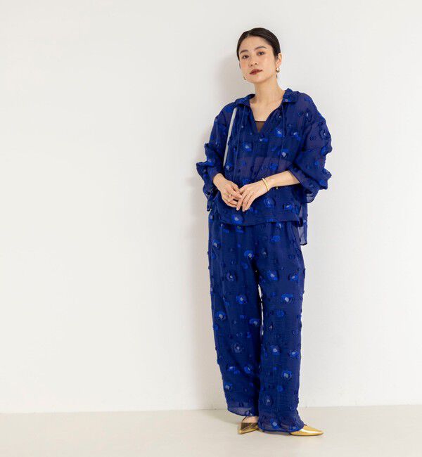 NOLLEY'S「《セットアップ対応》【KIRYU】MIXウォッシャブルフラワー柄ジャガードブラウス」|シャツ・ブラウス|