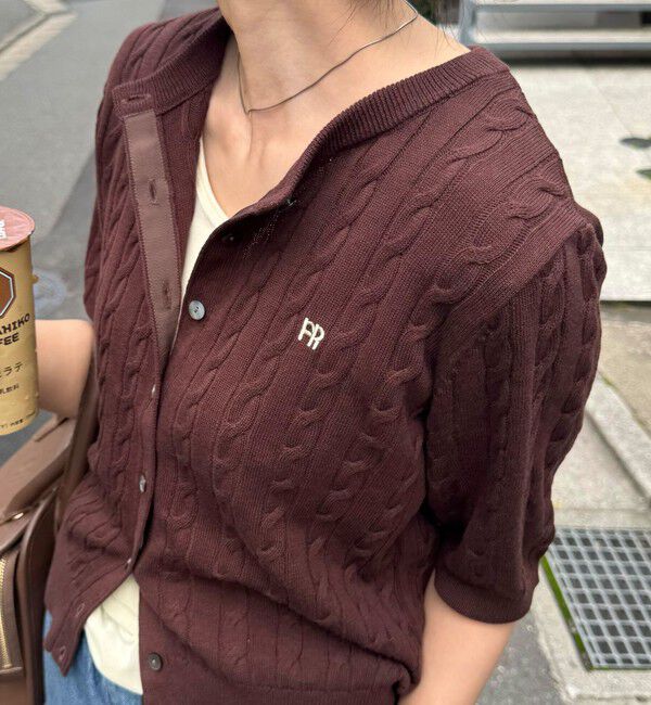 fredy emue「FR刺繍ケーブル柄半袖カーディガン」|カーディガン|