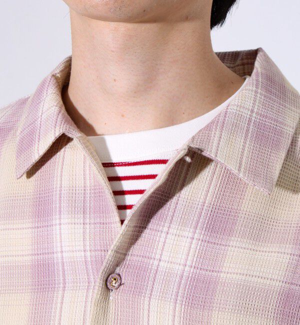 GLOSTER「【残暑にも快適なさらっとシャツ】ワッフルチェック ロングスリーブシャツ オンブレチェック」|シャツ・ブラウス|