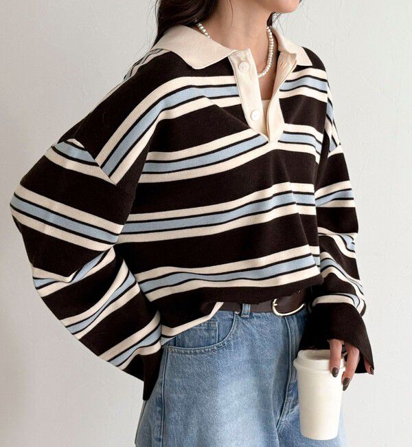 fredy emue「ラガーボーダーニットプルオーバー」|ニット・セーター|