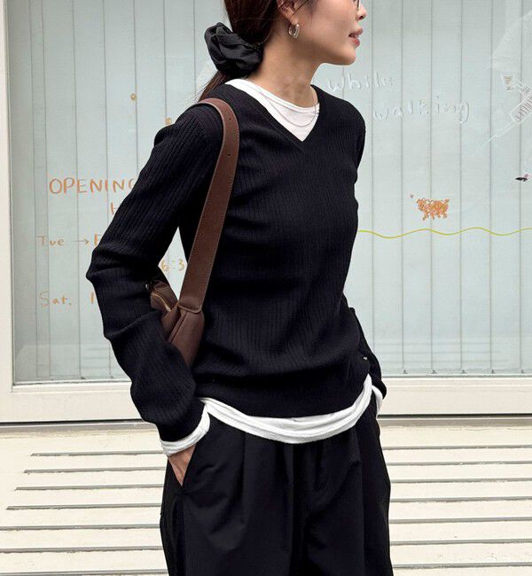 fredy emue「ちびVネックリブニットプルオーバー」|ニット・セーター|