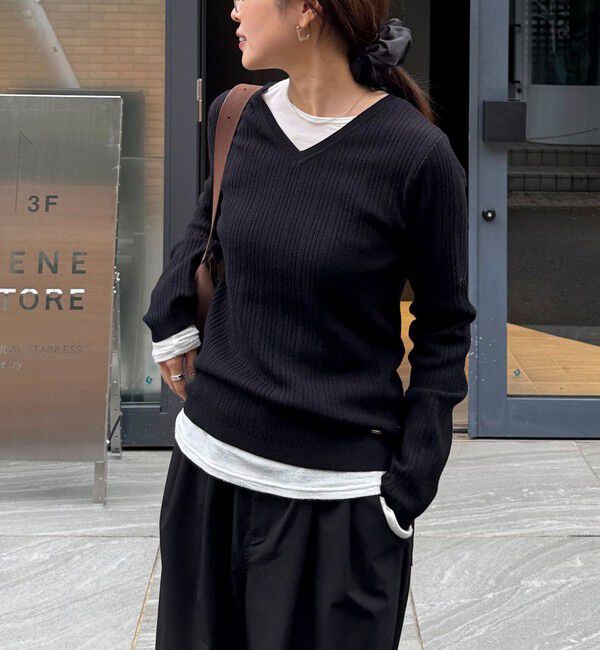 fredy emue「ちびVネックリブニットプルオーバー」|ニット・セーター|