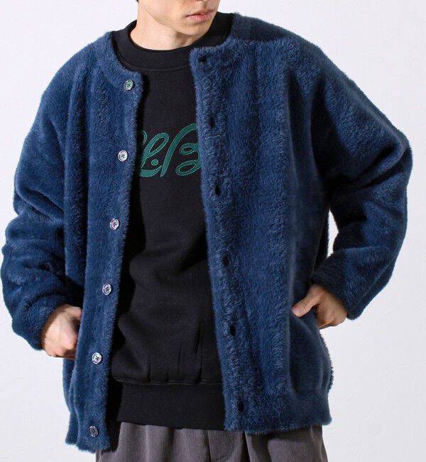 GLOSTER「モヘヤライク シャギークルーネックカーディガン」|カーディガン|