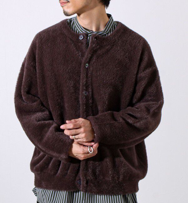 GLOSTER「モヘヤライク シャギークルーネックカーディガン」|カーディガン|